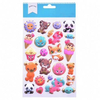 Cute Animals Novelty Vinyl Balloon Stickers With Golden Foil For Children's Book