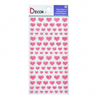 Pink Heart Glitter Sticker Sheet With 104 Small pcs