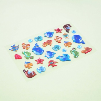 Colourful Sea Fish Whale 3D Balloon Sticker With Small Designs