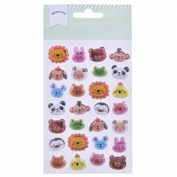 Custom 3D Blister Plastic Sticker With Smile Animals Faces