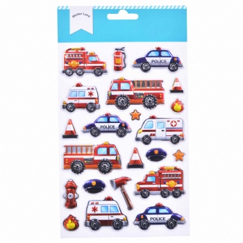 Police And Fire Engine Vehicles Design Stereo Balloon For Sticker Book