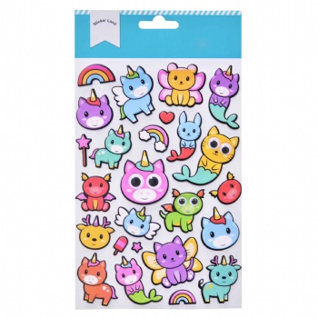 1.5mm Thick Goggle Eye Unicorns 3D Puffy Stickers Manufacturer