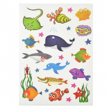 Sea World Fish Cartoon Design Rub On Transfer Stickers For Scrapbook