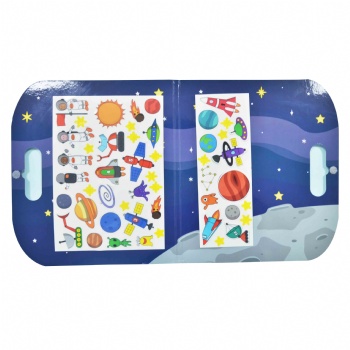 Novelty 1mm Thick Reusable Sticker Play Board With Colourful Space Design For Boys