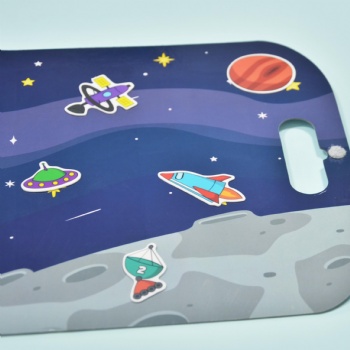 Novelty 1mm Thick Reusable Sticker Play Board With Colourful Space Design For Boys